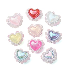Perles d'imitation perle en rwsin et abs et en pâte polymère, cœur et rose