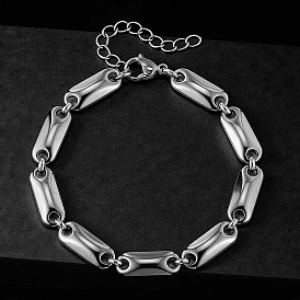 304 Stainless Steel Oval Link Chain Bracelets for Men, Tarnish Free