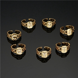 Латунные кольца-манжеты с кубическим цирконием для женщин, с буквой рисунком