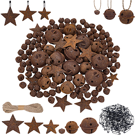 Наборы для изготовления брошей своими руками, включая железные подвески и английские булавки., джутовый шнур, звезда и колокол