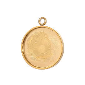 304 Настройки кабошон из нержавеющей стали кулон, круглые, чашки безель с краями, ионное покрытие (ip)