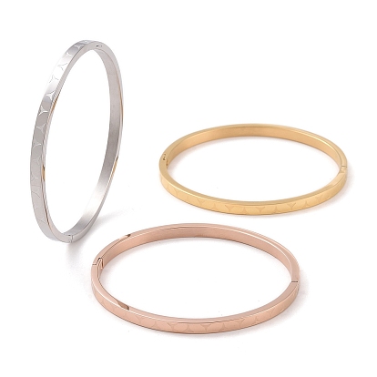 3Pcs 3 Color 304 Stainless Steel Grooved Bangles Set, Ion Plating(IP), Darts