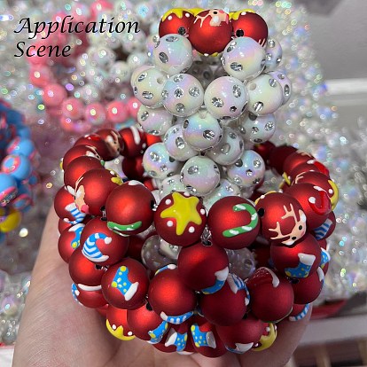 Christmas Theme Opaque Acrylic Beads, with Enamel, Round