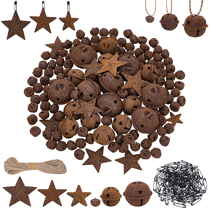 Наборы для изготовления брошей своими руками, включая железные подвески и английские булавки., джутовый шнур, звезда и колокол