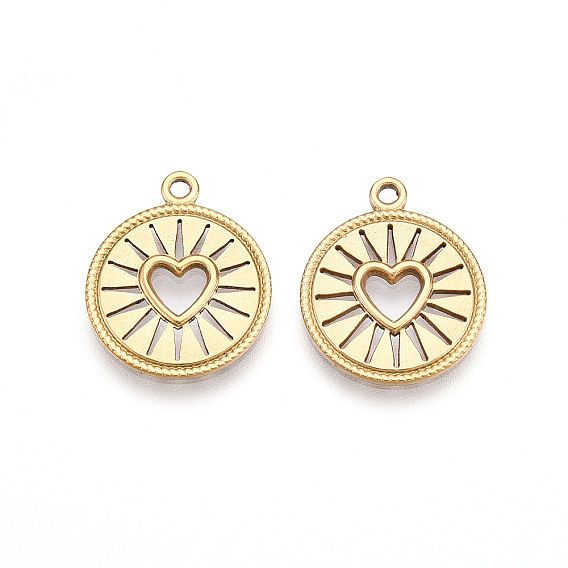 304 подвески из нержавеющей стали, ионное покрытие (ip), плоский круглый с сердечками