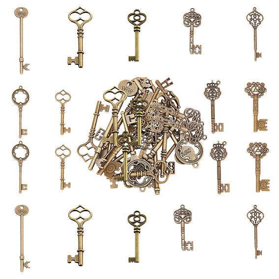 18 шт 9 стиль тибетского сплава большие подвески, без свинца и без кадмия, ключ