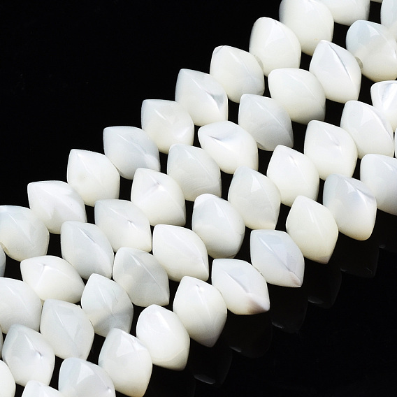Natural Trochid Shell/Trochus Shell Bead Strands, Bleach, Rondelle