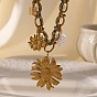 304 ожерелья с подвеской в виде подсолнуха из нержавеющей стали, с акриловыми и стеклянными жемчужинами, ионное покрытие (ip), без кадмия, без никеля и без свинца