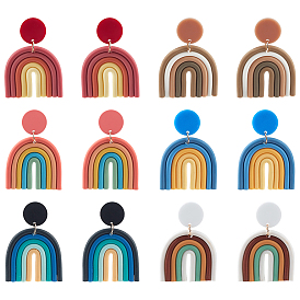 6 пары 6 цвета полимерная глина серьги-гвоздики в форме арки для женщин