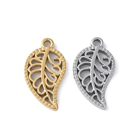 304 подвески из нержавеющей стали, амулет из полых листьев, вакуумное покрытие pvd