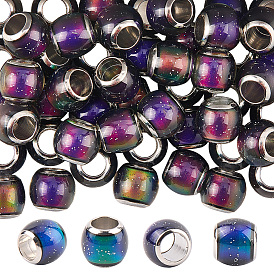 50 стеклянные европейские бусины, бусины с большим отверстием, с латунными двойными ядрами, платиновый оттенок, рондель, бусины настроения меняющие цвет