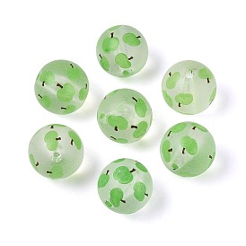 Прозрачные матовые акриловые бусины, круглый с фруктами