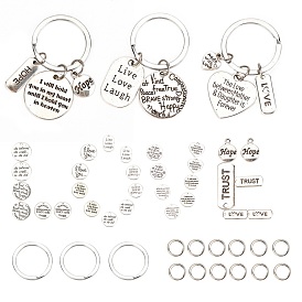 SUNNYCLUE DIY Keychain Making, with Tibetan Style Alloy Pendants and Iron Split Key Rings, Keychain Clasp Findings