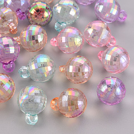 Transparent Acrylic Beads, AB Color, Faceted, Round
