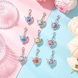 Подвесные украшения из сплава для чайника и полимерной глины ручной работы, с карабинами из цинкового сплава для украшений сумок