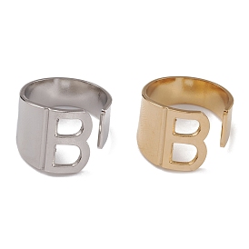 304 Stainless Steel Initial Letter B Open Cuff Rings for Women