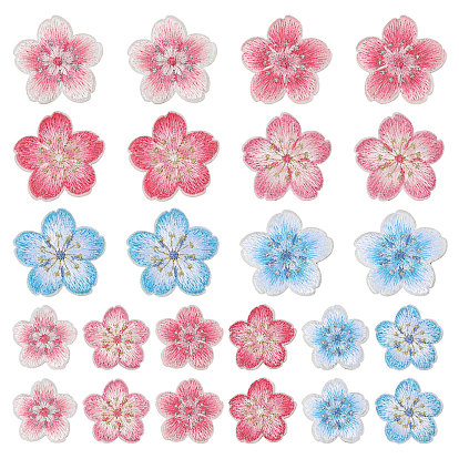 24 шт. 2 сумки вышитые цветы нашивки на ткань, швейные украшения