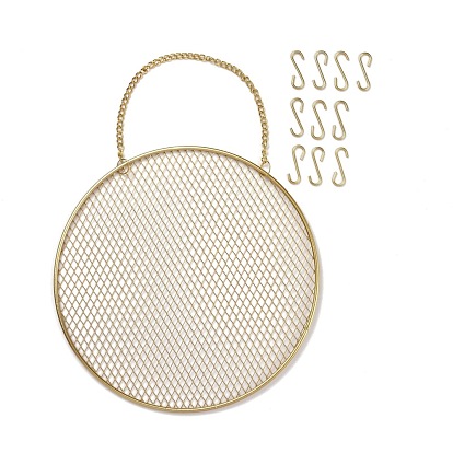 Présentoir de boucle d'oreille mural en forme de grille de fer, organisateur de bijoux suspendu, pour boucles d'oreilles & colliers & bracelets, plat rond