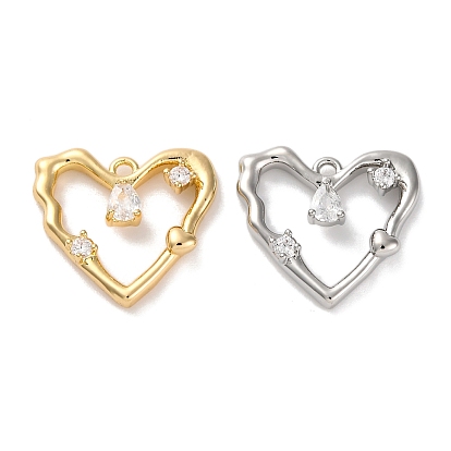 Ионное покрытие (ip) латунь микро паве кубический цирконий подвески, без кадмия, без никеля и без свинца, сердце прелести