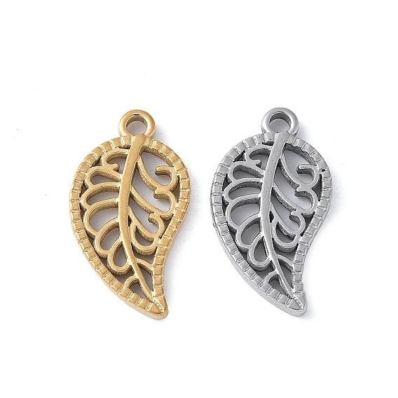 304 подвески из нержавеющей стали, амулет из полых листьев, вакуумное покрытие pvd