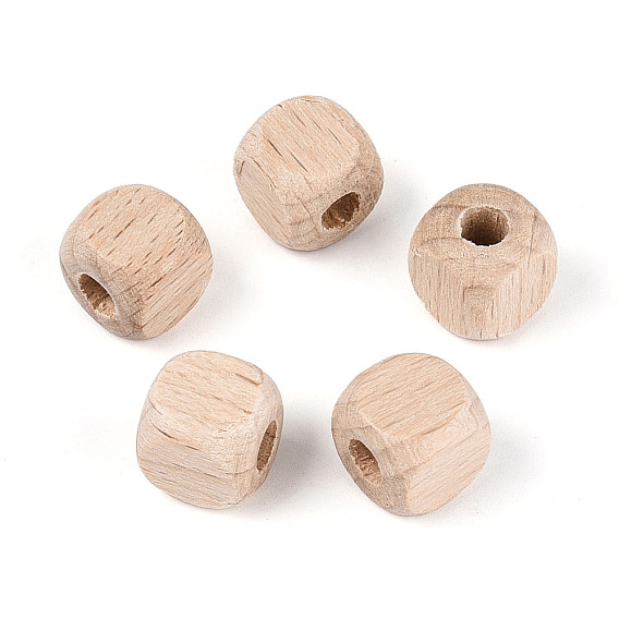 Буковая древесина европейские бусины, кубические, бусины с большим отверстием