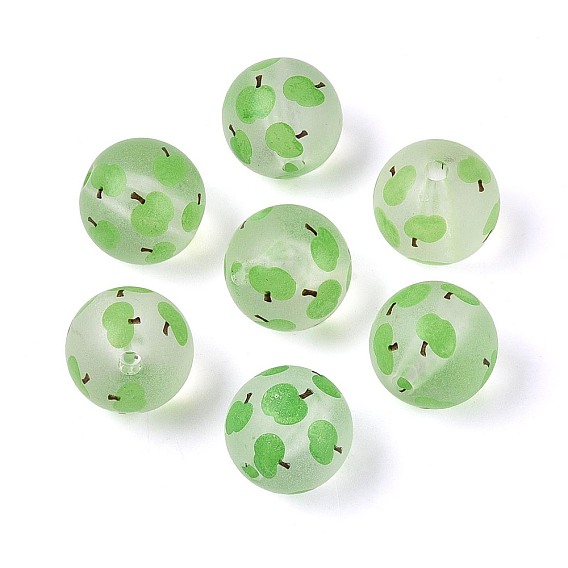 Прозрачные матовые акриловые бусины, круглый с фруктами