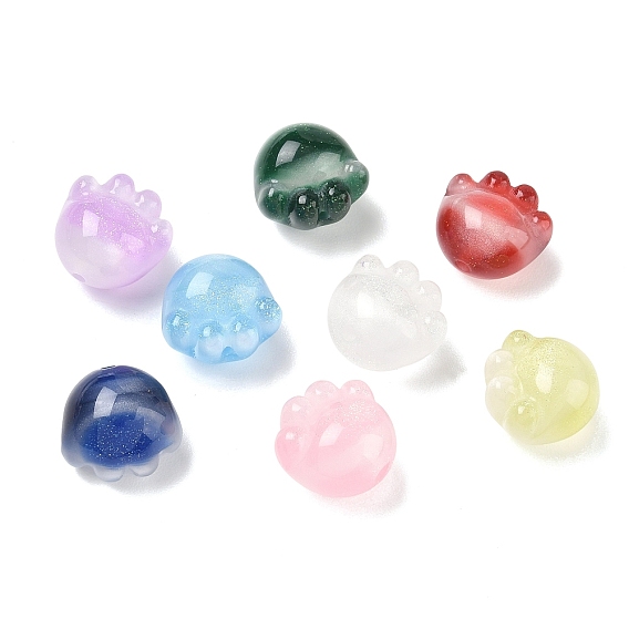 Perlas de resina reactivas a los rayos UV con degradado de color, cuentas que cambian de color, impresión de la pata, con polvo del brillo