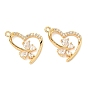 Латунные микро проложить кубического циркония подвески, сердце с подвесками в виде бабочек, без никеля , реальный 18 k позолоченный