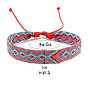Cotton Braided Rhombus Cord Bracelet with Wax Ropes, Ethnic Tribal Adjustable Bracelet for Women