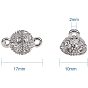 Alloy Rhinestone Magnetic Clasps with Loops, Round