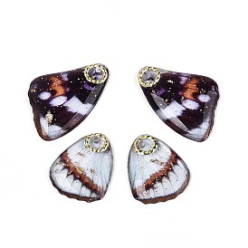 Подвески в виде крыльев бабочки из прозрачной эпоксидной смолы, с золотой фольгой, блестящей пудрой и железом