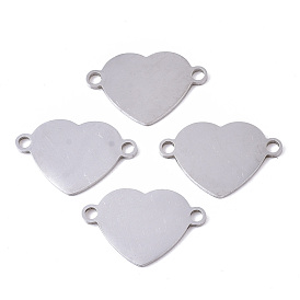 201 Stainless Steel Links Connectors, Laser Cut, Heart, Stamping Blank Tag