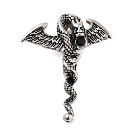Retro 304 Stainless Steel Big Pendants, Dragon with Wing Charm