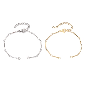2Pcs 2 Colors 304 Stainless Steel Cuboid Bar Link Chain Bracelet Making