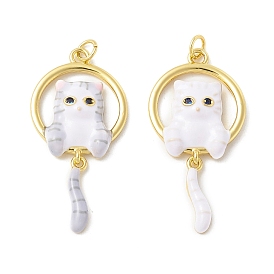 Подвески из латуни с эмалью в стойку, долговечный, реальный 18 k позолоченный, без кадмия, без никеля и без свинца, кошка