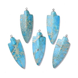 Natural Regalite/Imperial Jasper/Sea Sediment Jasper Pendants, with Platinum Tone Brass Findings, Shield