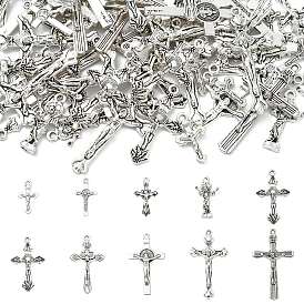 100 шт 10 стили подвески из сплава в тибетском стиле, без кадмия и без свинца, амулеты крест/распятие