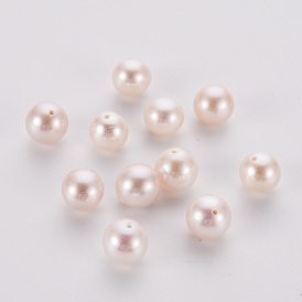 Perlas naturales perlas de agua dulce cultivadas, rondo, pulido, medio-perforado