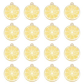 40подвески из эмалированной стали с покрытием из светлого золота, без кадмия, без никеля и без свинца, ломтик лимона