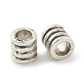 Tibetan Style Alloy European Beads, Large Hole Beads, Grooved Beads, Cadmium Free & Lead Free, Column