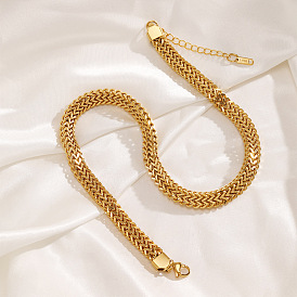 Vintage French Lace Chain Necklace with 18K Gold Plated Stainless Steel, Elegant Collarbone Jewelry
