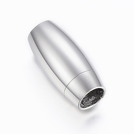 Smooth 304 Stainless Steel Rice Magnetic Clasps with Glue-in Ends