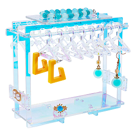 Opaque Acrylic Earring Display Stands, Coat Hanger Shaped Earring Organizer Holder with 16Pcs 2 Styles Hangers
