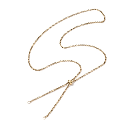 304 изготовление колье из нержавеющей стали, с цепочками роло и латунными скользящими бусинами