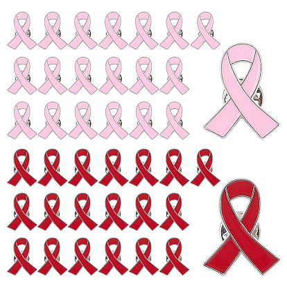 40 шт. 2 цветные эмалевые значки с лентой для повышения осведомленности о СПИДе/раке груди, значок из платинового сплава для рюкзака