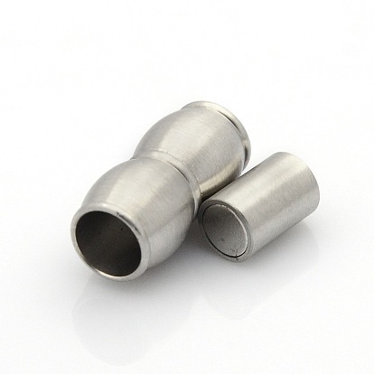 304 Stainless Steel Matte Surface Magnetic Clasps with Glue-in Ends, Bamboo