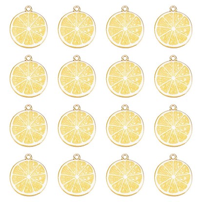 40подвески из эмалированной стали с покрытием из светлого золота, без кадмия, без никеля и без свинца, ломтик лимона