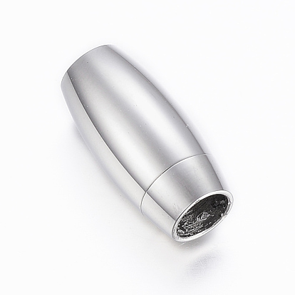 Smooth 304 Stainless Steel Rice Magnetic Clasps with Glue-in Ends