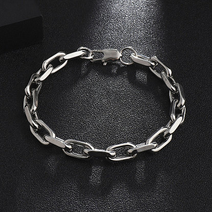 201 Stainless Steel Oval Link Chain Bracelets for Men