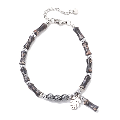 304 шарм браслеты из нержавеющей стали лист, Браслеты из натуральных драгоценных камней и бамбука для женщин